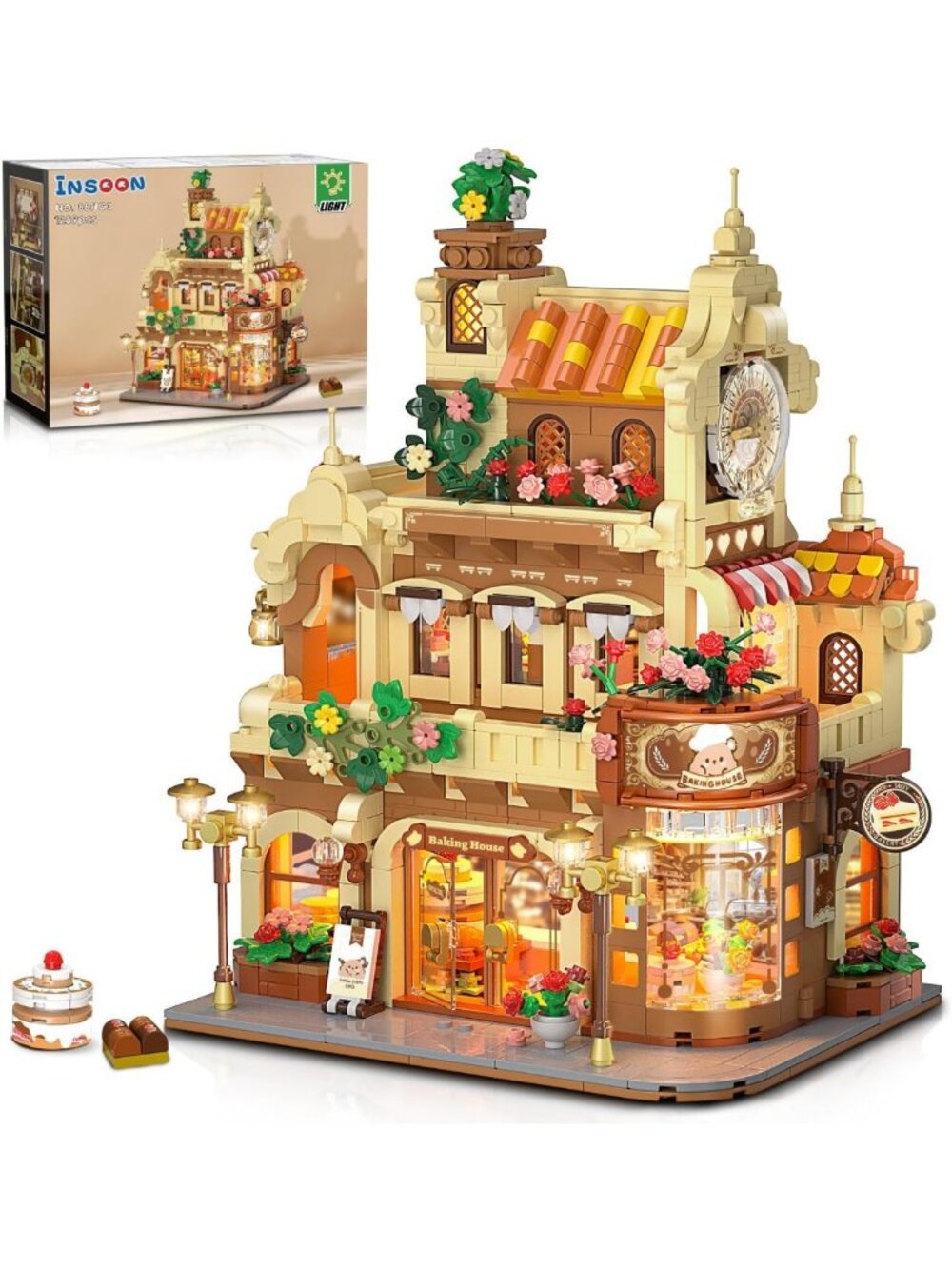City Bakery Cafe Building Set with Lights | Fun Construction Toy for Ages 8-12